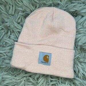 Carhartt Pink knit patch logo beanie one size